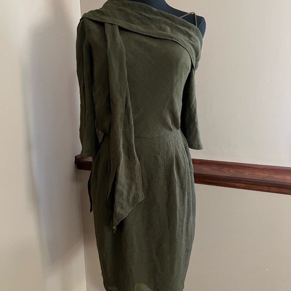Byron Lars Beauty Mark Gauze Olive Green Women's Dress 6